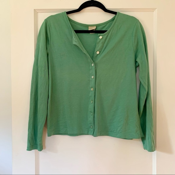 ✨Vintage L.L. Bean Lightweight Green Cardigan - Small - Picture 2 of 11